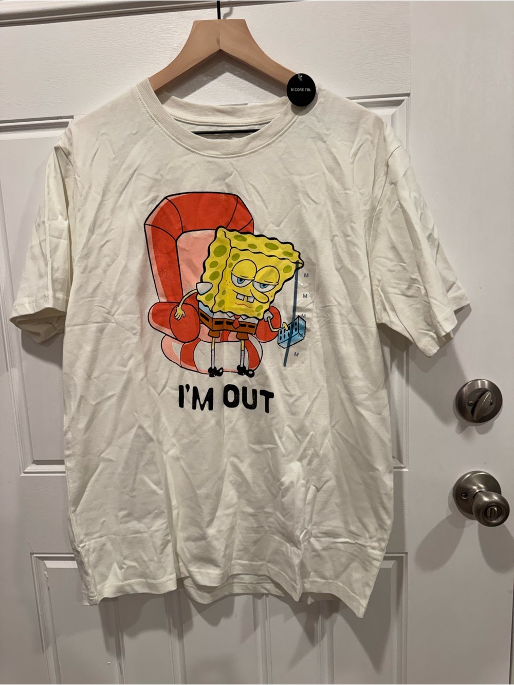 SpongeBob Squarepants White Tee with Red Chair and Yellow Graphic